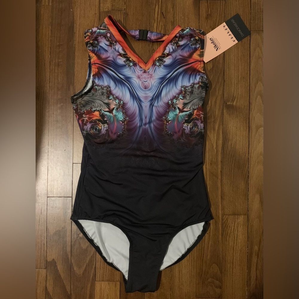 Nikolay NWT leotard size small with colorful print